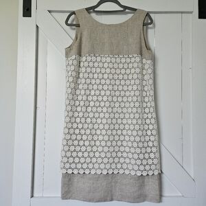 Ludmila Lakota linen lace made in ITALY shift dress artsy feminine romantic US 4